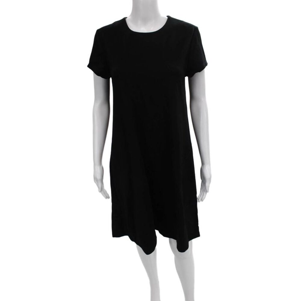 J. Mclaughlin Womens Shift Dress Black Short Sleeve Round Neck Size M